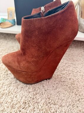 Giuseppe Zanotti Rust Suede Wedge Ankle Booties